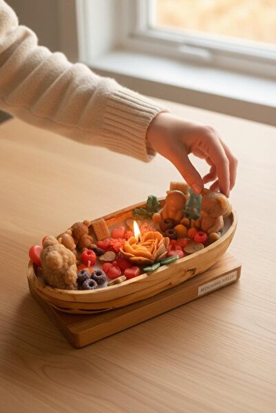 Bihome Ev Dekor & Hediyelik Ayıcık Figürlü Çiçekli Meyveli Kalpli Dekoratif M...