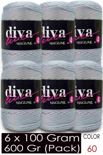 Diva İplik Діва Макроме Мотузка Товста (№ 4) 60 Срібна (упаковка по 6 штук)