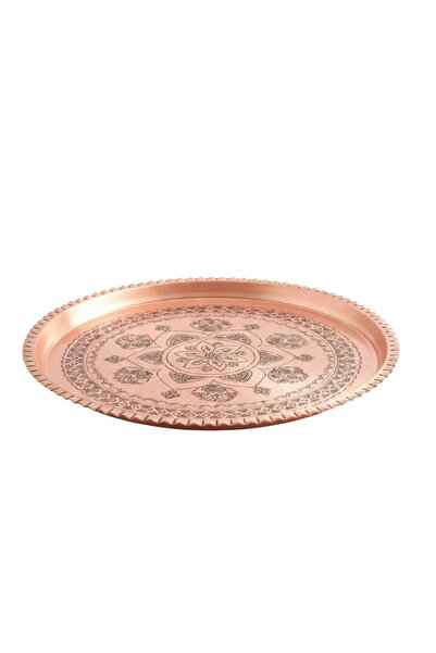 modabakir Red Copper Singing Bowl Tray 30 cm