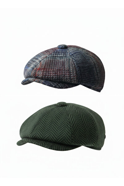 derikem Men's Winter Cap Hat Eight-Piece Classic Model British Cap