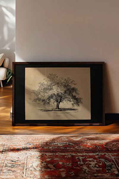 Postifull Tablou vintage, poster cu rama maro, decor de perete vintage