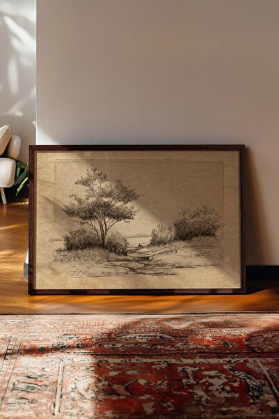 Postifull Vintage slika, poster u smeđoj ramovani, vintage zidni dekor