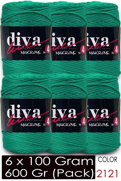 Diva İplik Diva Macrame Cord Thick (No:4) 2121 Pine Green (Pack of 6)