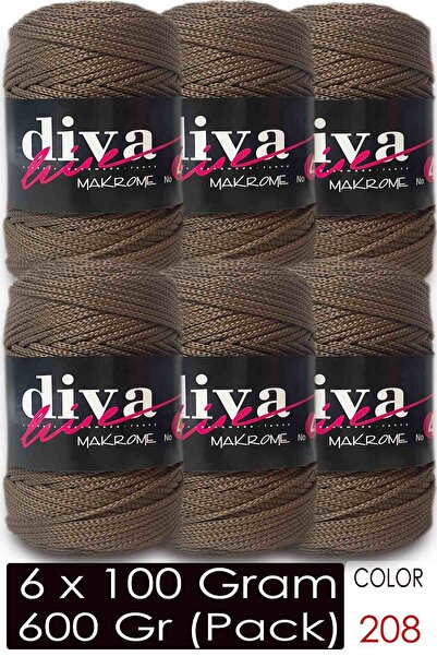 Diva İplik Diva Macrame Cord Thick (No:4) 208 Brown (Pack of 6)