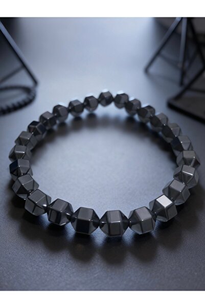 nss sky rock 8mm Faceted Cut Hematite Natural Stone Bracelet 16-17 cm Unisex ...