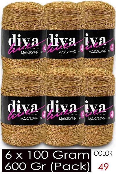 Diva İplik Діва Макроме Мотузка Товста (№ 4) 49 Гірчиця (пакет з 6 штук)