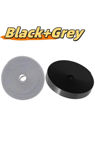 choice2 Black Grey 5M Cable Manager Data Cable Storage Artifact Velcro Reusab...