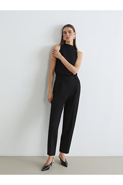 LC Waikiki Lcwaikiki Classic Black High Waist Pleated Carrot Cut Women's Pant...