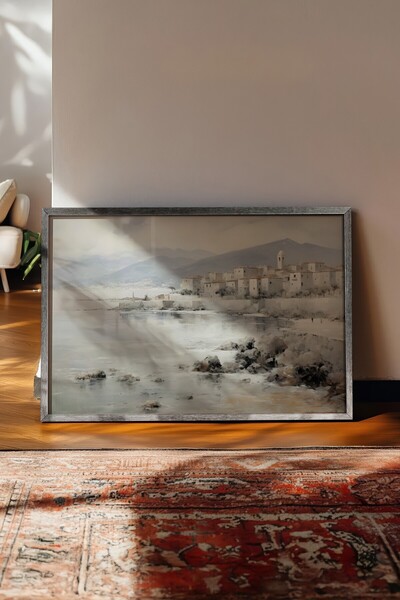 Postifull Tablou vintage, poster cu rama argintie, decor de perete vintage