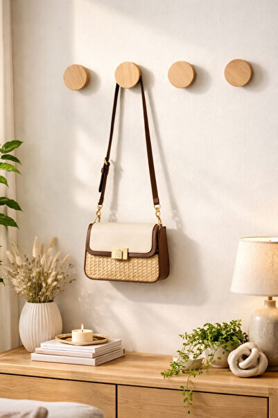 ihtiyacal 4 Lü Ahşap Dekoratif Koni Askılık Ahşap Duvar Askılığı Konik Modern...