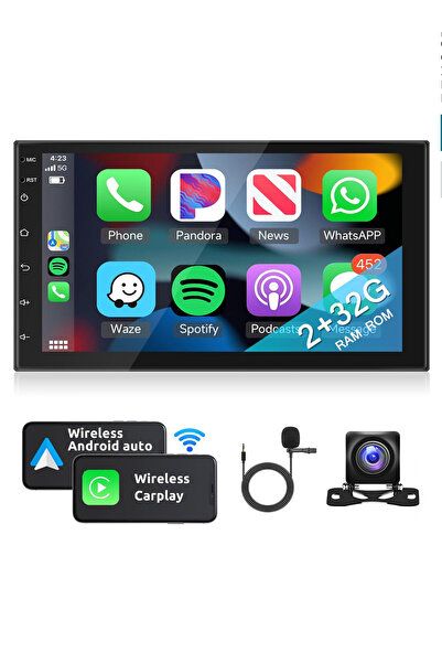Generic نظام ستيريو سيارة مزدوج DIN بشاشة 7 بوصة ونظام Android 12 مع CarPlay ...
