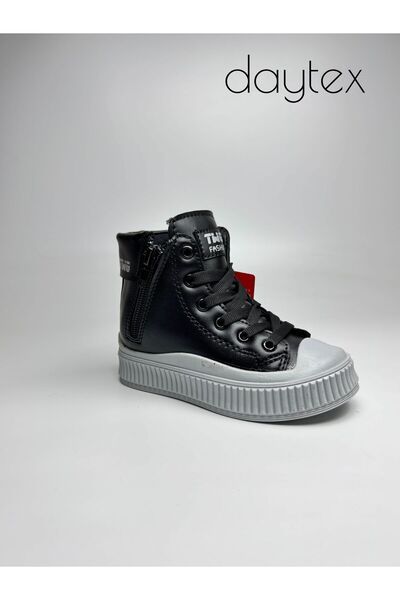 Daytex Black High-Top Children's Boots |   Double Zipper Sneaker Style Shoes