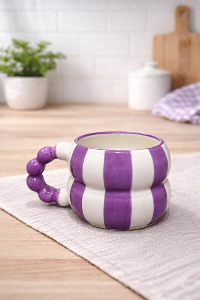 İZart Boncuk Kulp MOR ŞERİT DESENLİ Özel Tasarım Tamamıyla El İşlemeli Serami...