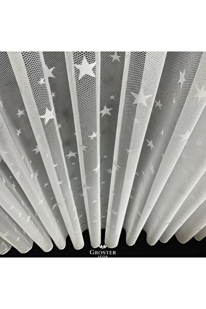 GROSTER SPOR White Star Children's Room Tulle - 1/3 Pleated - Baby Room Curtain - Tulle - Curtain - a Quality ++