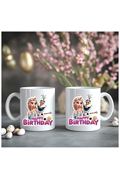 Çağlayan Reklam Frozen Elsa and Olaf Happy Birthday Printed oz Mug Cup