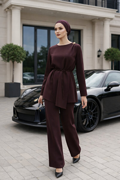 VENT GİYİM Design Women's Stylish Asymmetrical Tunic Pants Two-Piece Set