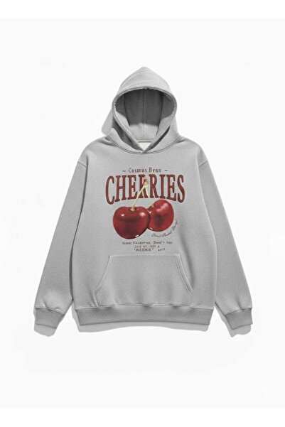 Framgan Hanorac oversize cu glugă, unisex, pentru femei, cu imprimeu cu cireș...