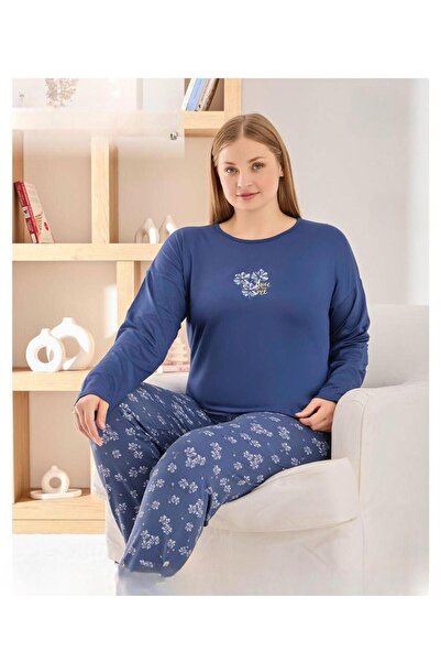 Pijamoni Жіночий комплект піжами великого розміру з високим коміром і довгими...