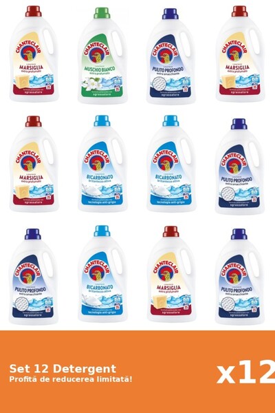 Chanteclair Set 12 Detergent Chanteclair: 4xMarsilia, 1xMosc Alb, 4xClasic, 3...