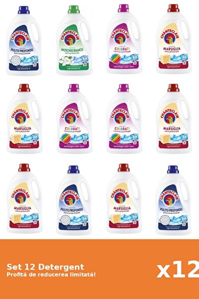 Chanteclair Set 12 Detergent Chanteclair: 3xClasic, 1xMosc Alb, 3xColor, 5xMa...