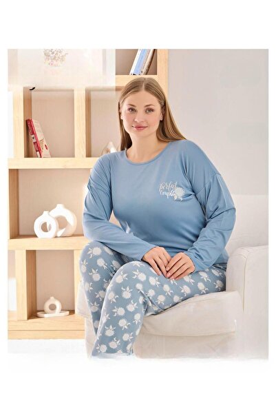 Pijamoni Жіночий комплект піжами великого розміру з високим коміром і довгими...