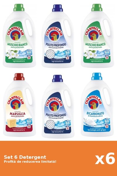Chanteclair Set 6 Detergent Chanteclair: 2xMosc Alb, 2xClasic, 1xMarsilia, 1x...