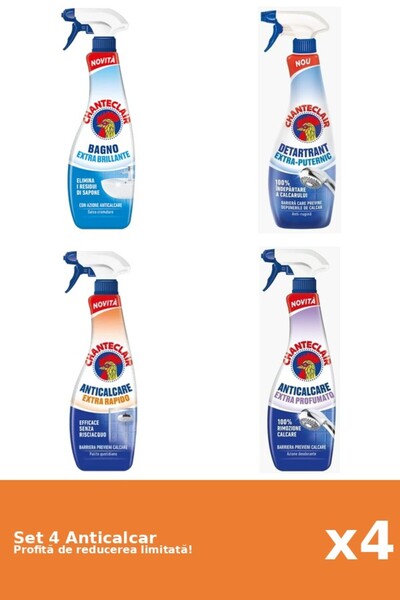 Chanteclair Set 4 Anticalcar Chanteclair: 1xClasic, 1xPuternic, 1xRapid, 1xPa...