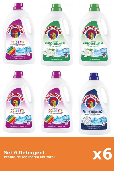 Chanteclair Set 6 Detergent Chanteclair: 3xColor, 2xMosc Alb, 1xClasic