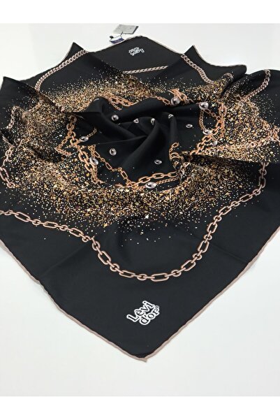 Levidor وشاح حريري من تيفيل موديل سلسلة باللون الأسود البودرة 3644-1