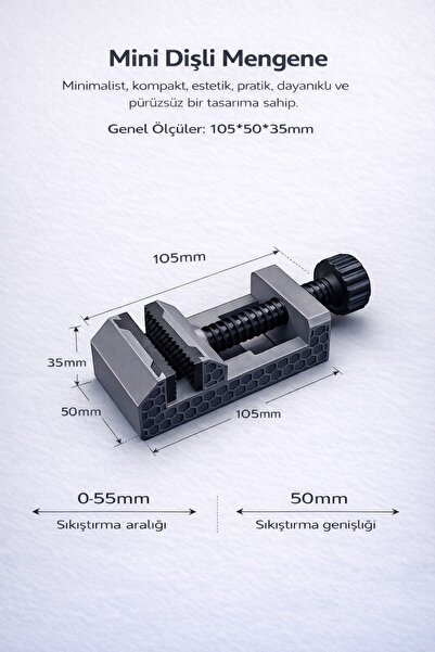 EVORADECO Mini Masaüstü Dişli Mengene | 0–55 mm Ayarlanabilir | Hobi, Elektro...