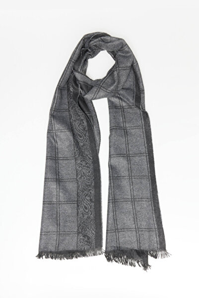 AC&Co / Altınyıldız Classics Men's Grey-Black Patterned Warm Scarf