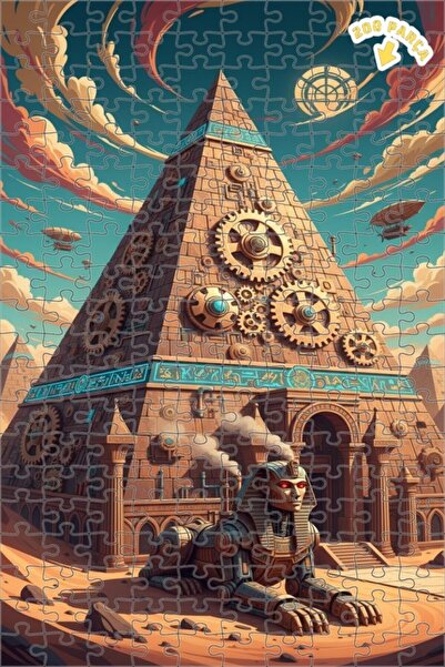 Teona Ahşap Mekanik Giza Piramitleri Steampunk Sanatı Çift Katlı Çerçeveli Ah...