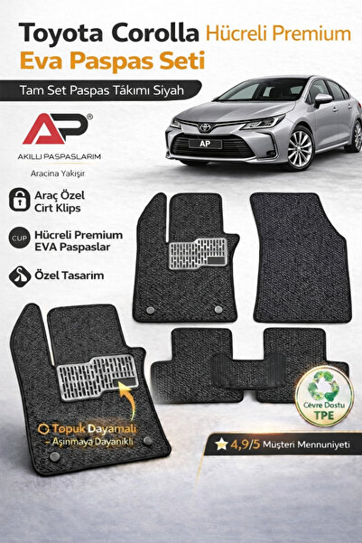 Akıllı Paspaslarım Toyota Corolla 2019-2025 Sedan Hücreli Paspas Seti, Premiu...