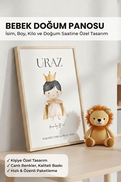 Velora Store TR Kişiye Özel Bebek Doğum Panosu - Doğal Ahşap Çerçeveli 250 gr...