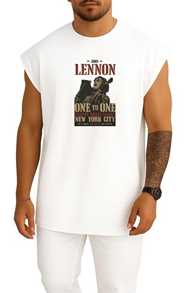 Bahriyeli Collection oversized Τζον Λένον Μπλουζάκια με έναντισταγμένο στάμπα...