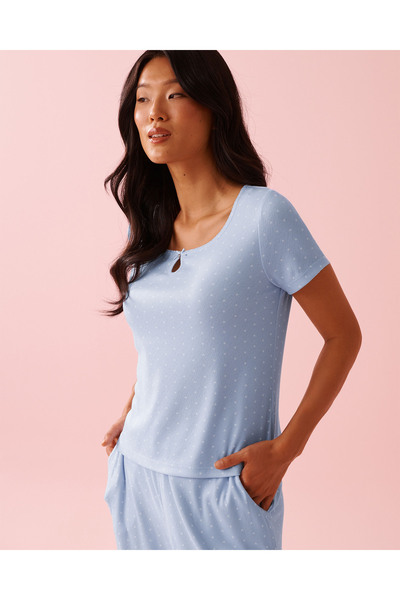 La Vie en Rose تيشيرت بنقشة قلوب بتقنية البوينتيل