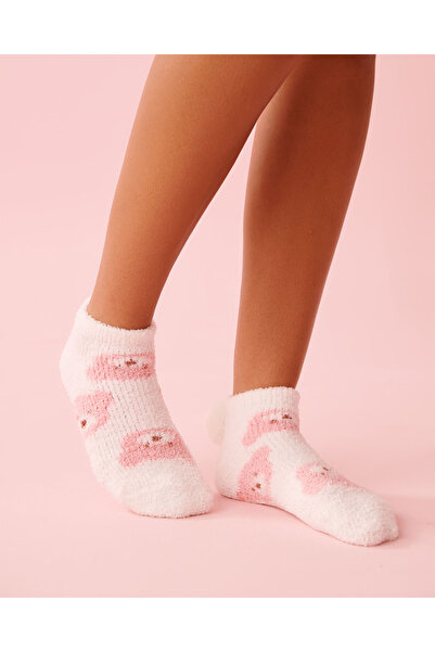 La Vie en Rose Teddy Bear Print Pompom Soft Plush Socks