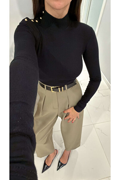 BİRCANÇİL Μπλούζα Fendroya με μαύρο κουμπί στον ώμο με λεπτομέρεια ψαράδικου ...