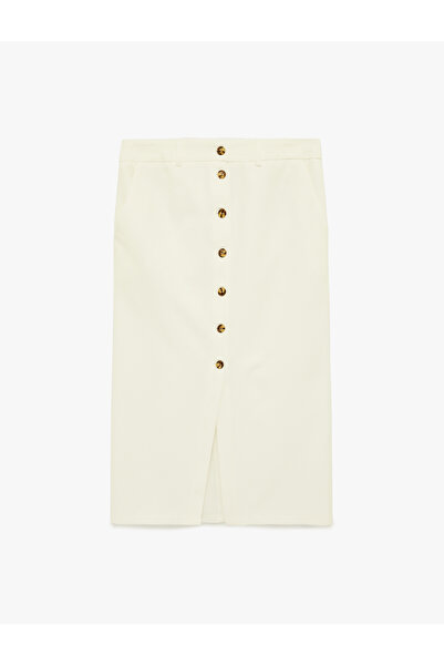 Koton Fusta midi cu nasturi, amestec de viscoză și detaliu cu șliț