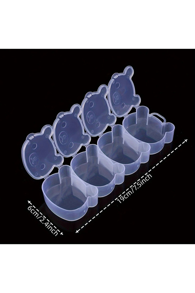 Choice مجموعة علب تخزين بلاستيكية شفافة مكونة من 4 قطع بتصميم دب، متعددة الأق...