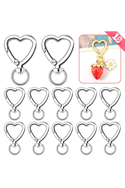 Choice مجموعة من 10 قطع من مشابك مفاتيح على شكل قلب مصنوعة من سبيكة معدنية فض...