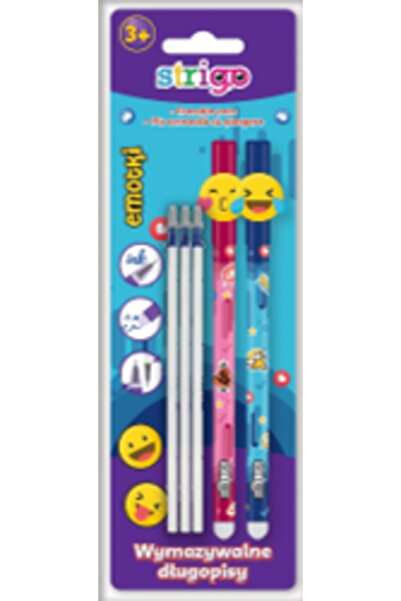 Strigo Blister Pack of Erasable Ink Pen Emoticons Pattern with 3 Refills