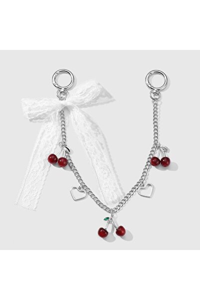 Choice White 1pcs Bow Cherry Keychain For Women Trendy Bag Chain Versatile Cr...