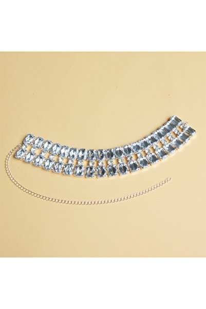 Choice Silver Plated Bling Square Rhinestone Choker Necklace Exaggerate Acces...