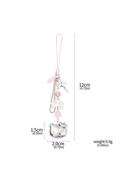 Miniso WHITE Cartoon Pink Kitty Cat Keychain Unique Design Cute Cartoon Chara...