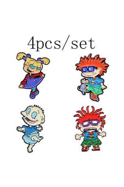 Choice 1 4 قطع/مجموعة دبابيس شخصيات كرتونية مطلية بالمينا، دبابيس طية صدر الس...