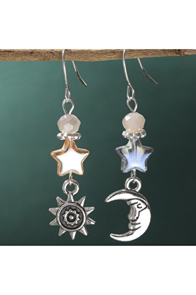 Choice WF8079-1 Vintage Creative Moon Sun Stars Face Carved Asymmetrical Wome...