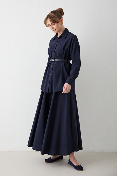 Melike Tatar Set poplin cu fustă cu curea 32-2603