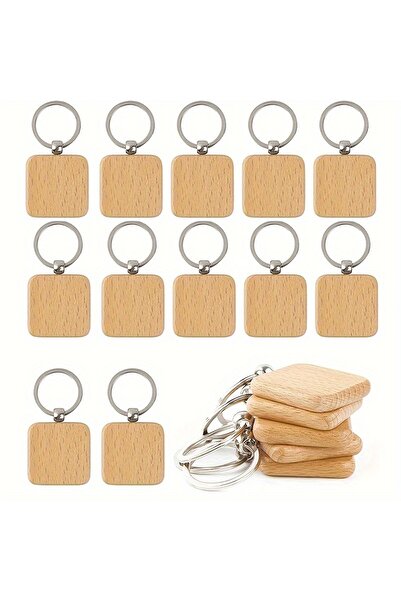 Choice قالب خشبي مربع الشكل مكون من 10 قطع لصنع سلاسل مفاتيح مع مشبك حلقي، من...