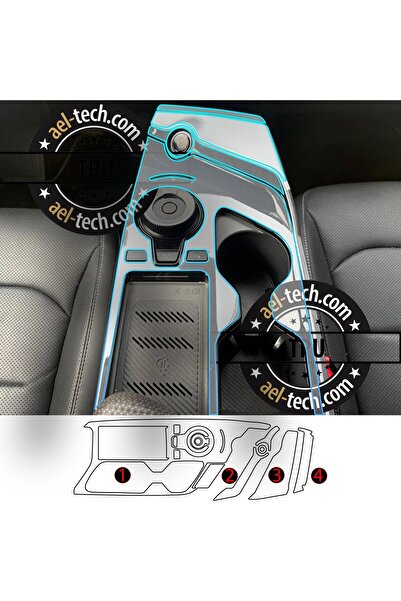 ael-tech Kia Ev6 Compatible Gear Shift Surround Piano Black Tpu Protector Set...